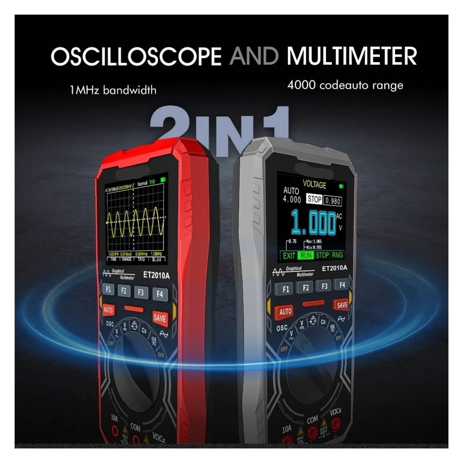 Oscilloscopio portatile, Multimetro for oscilloscopio digitale 2 in 1, strumento di riparazione elettrica portatile da MHz