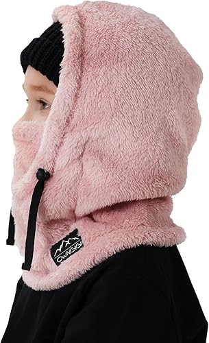 Miniatura 4 de OWNGIGI Pasamontañas de esquí para niños, máscara facial de invierno resistente al viento para clima frío, bufanda con capucha de forro polar,