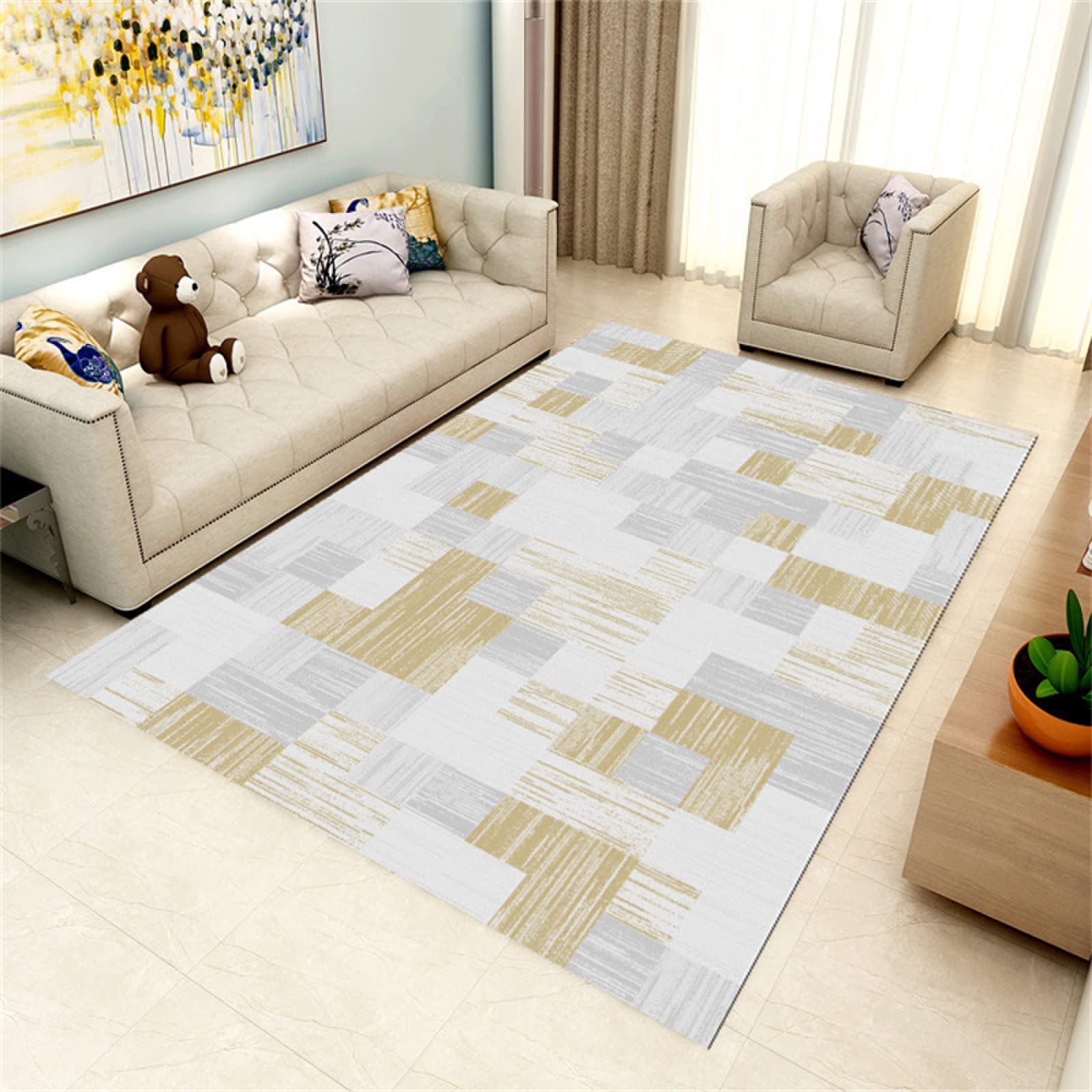 Tapis de terrasse extérieur gris 80x160cm pour salon moderne