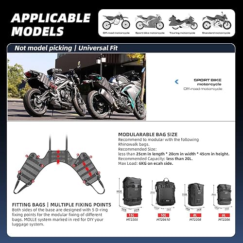 Miniatura 10 de Rhinowalk Base universal del montaje del bolso del sillín del bolso del tanque de la motocicletadel