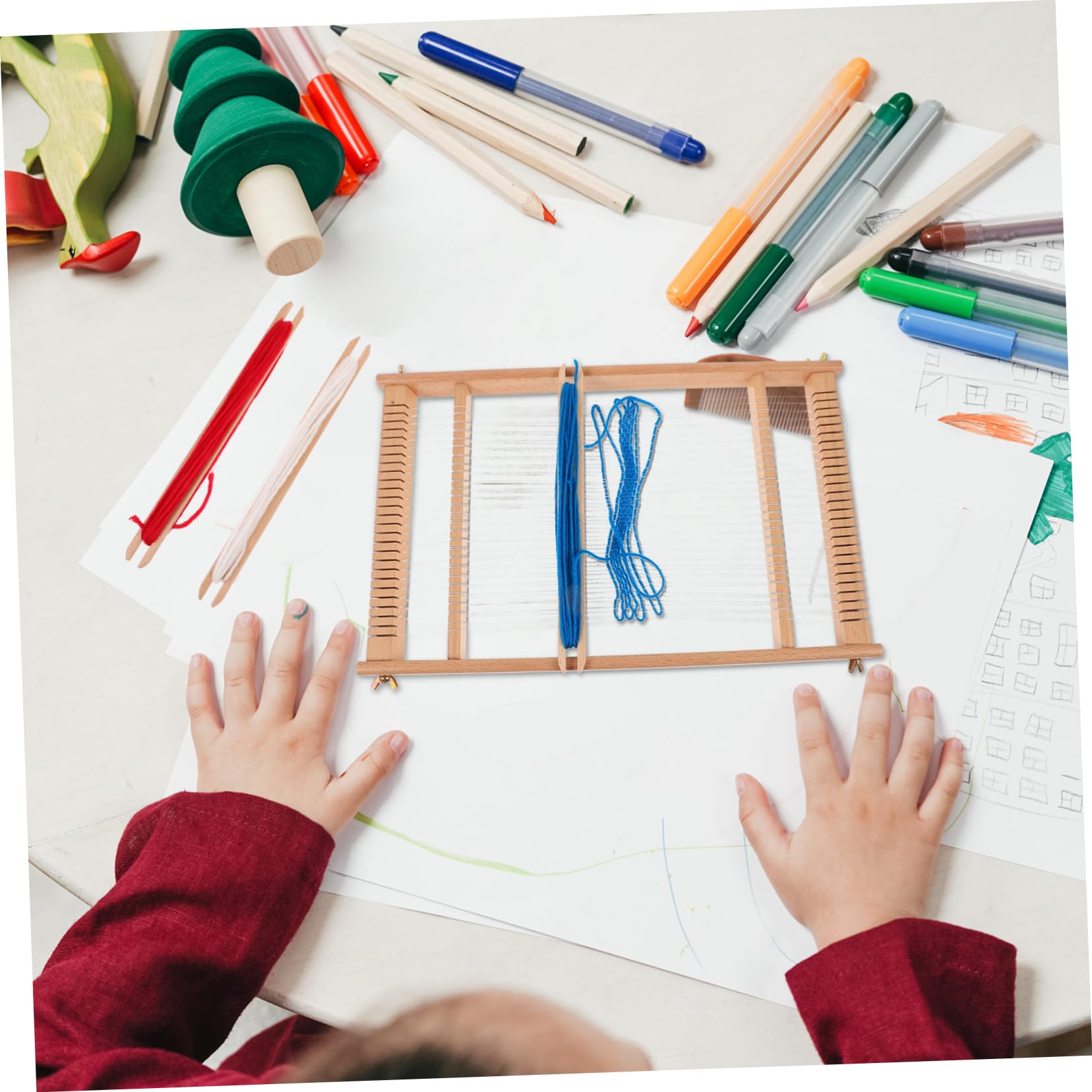 Anneome Marco Madera Duradero para Manualidades Telar Manual Versátil para Principiantes y Máquina de Tejer y Fácil de Usar para Proyectos DIY