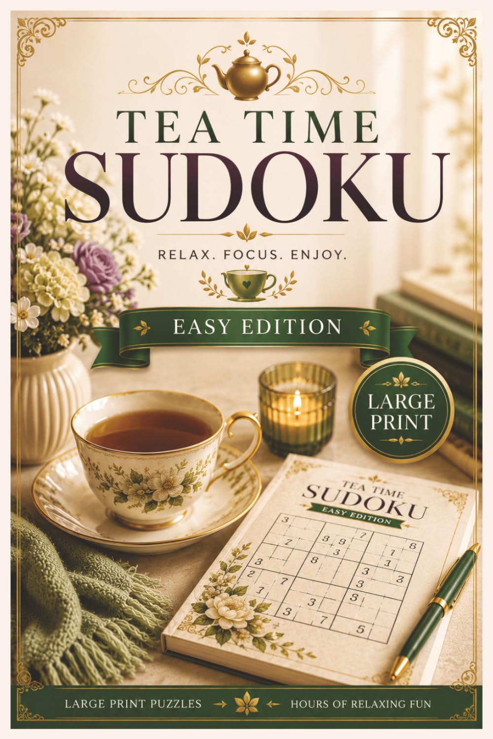 Tea Time Sudoku Easy Edition: 55 Large Print Relaxing Sudoku Puzzles for Beginners and Casual Solvers • Calm Brain Games for Tea Lovers • Stress-Free Puzzle Fun (Tea Time Sudoku Collection)