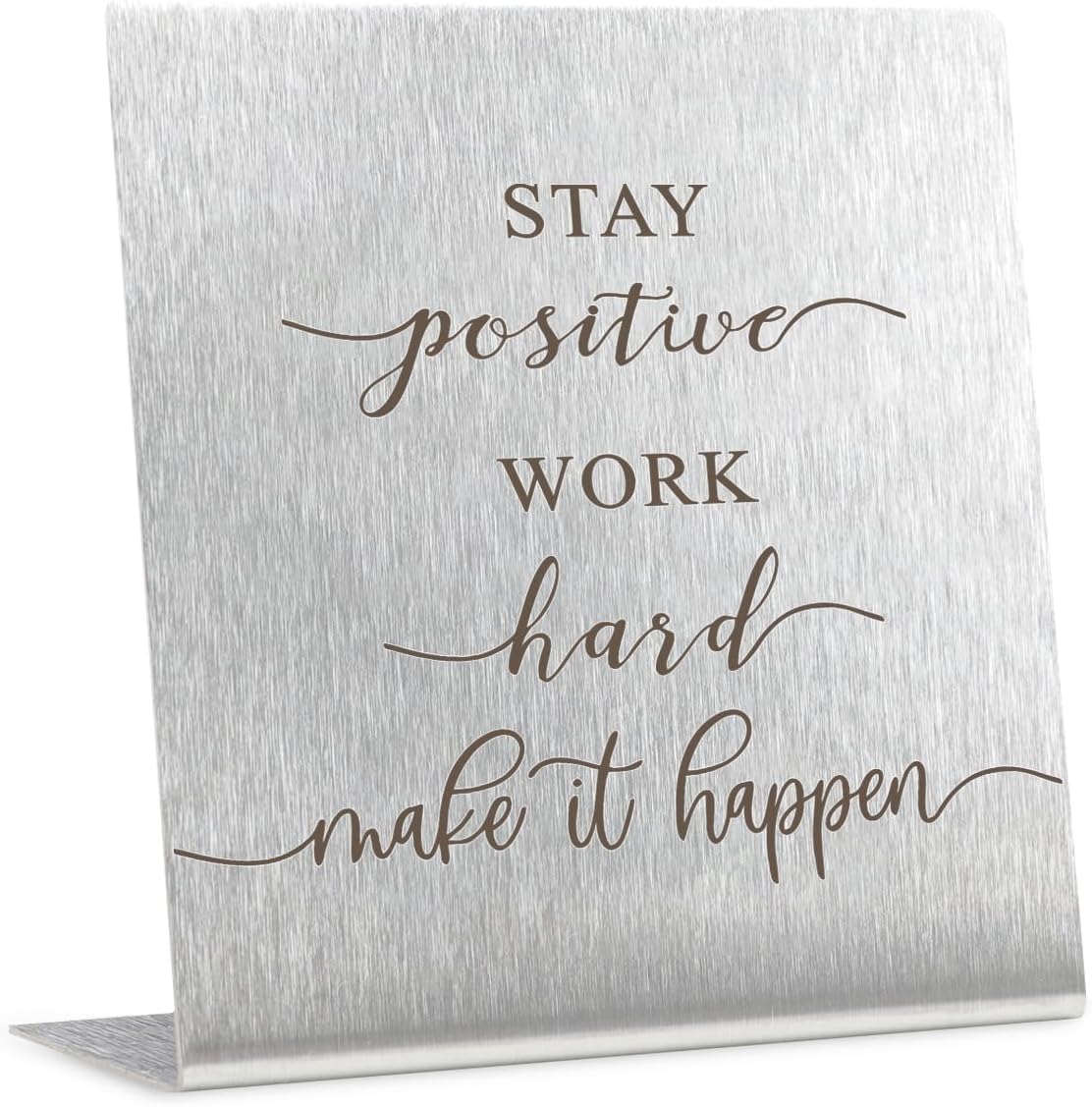 Inspirational Gifts for Coworker Friends Motivational Desk Decor Stay Positive Work Hard Make It Happen Positive Office Decor Desk Signs for Office Home Kitchen Bar Decor