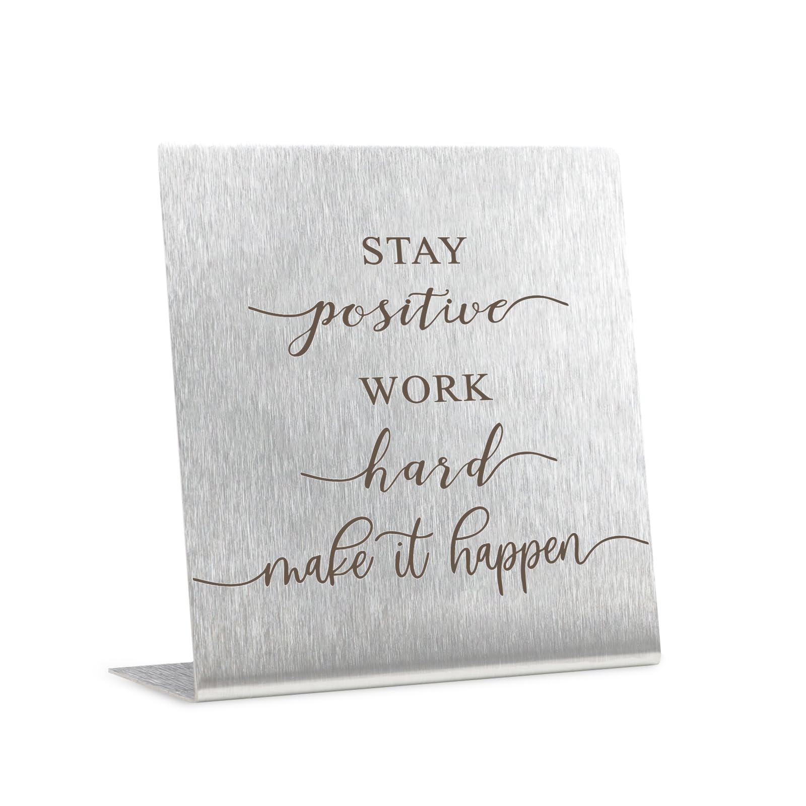 Inspirational Gifts for Coworker Friends Motivational Desk Decor Stay Positive Work Hard Make It Happen Positive Office Decor Desk Signs for Office Home Kitchen Bar Decor