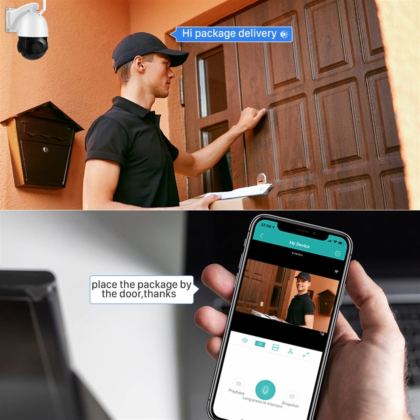 Kamera bezpieczeństwa, 30-krotny zoom optyczny 5MP kamera PTZ IP Outdoor Ai Human Detect dwukierunkowy dźwięk bezprzewodowy nadzór 100M IR Night Vision