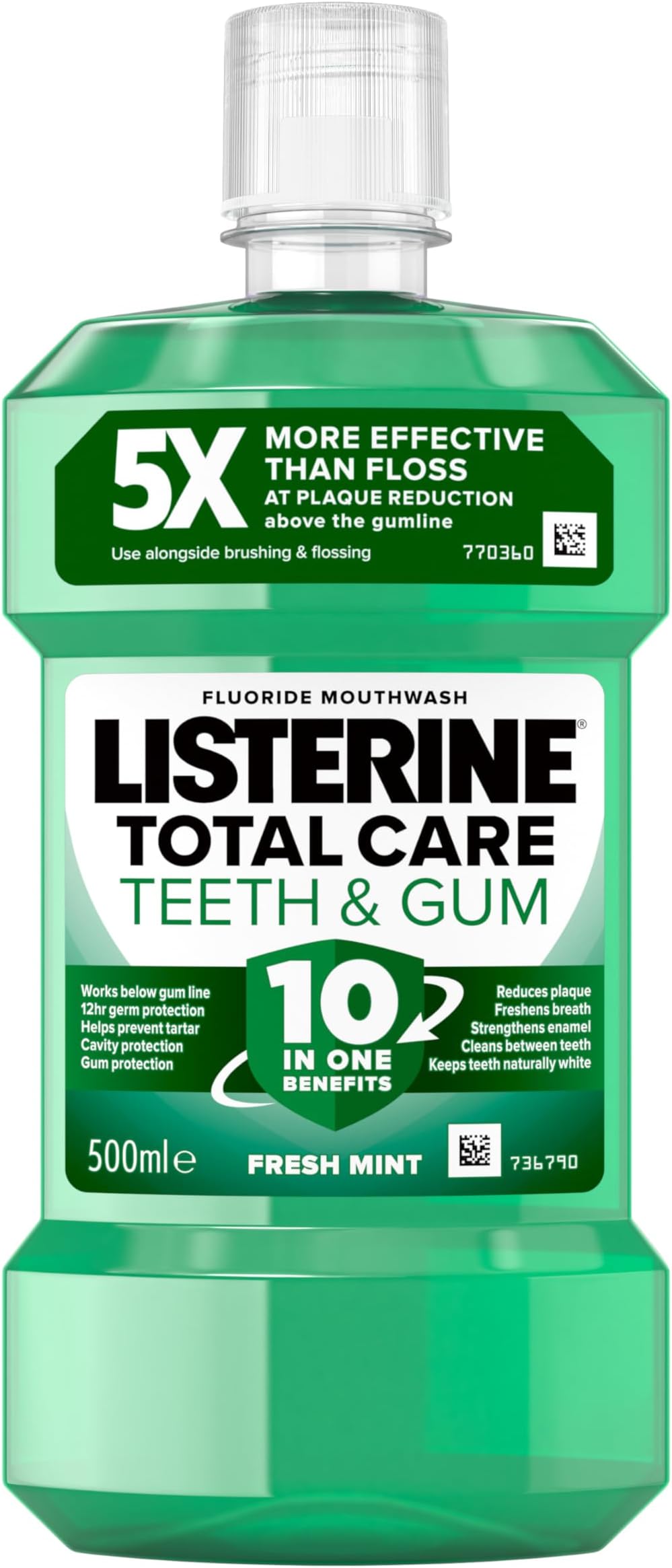 Total Care Teeth and Gum Mouthwash (500ml), 10-in-1 Benefit for Total Oral Care, Maintain a Clean and Healthy Mouth