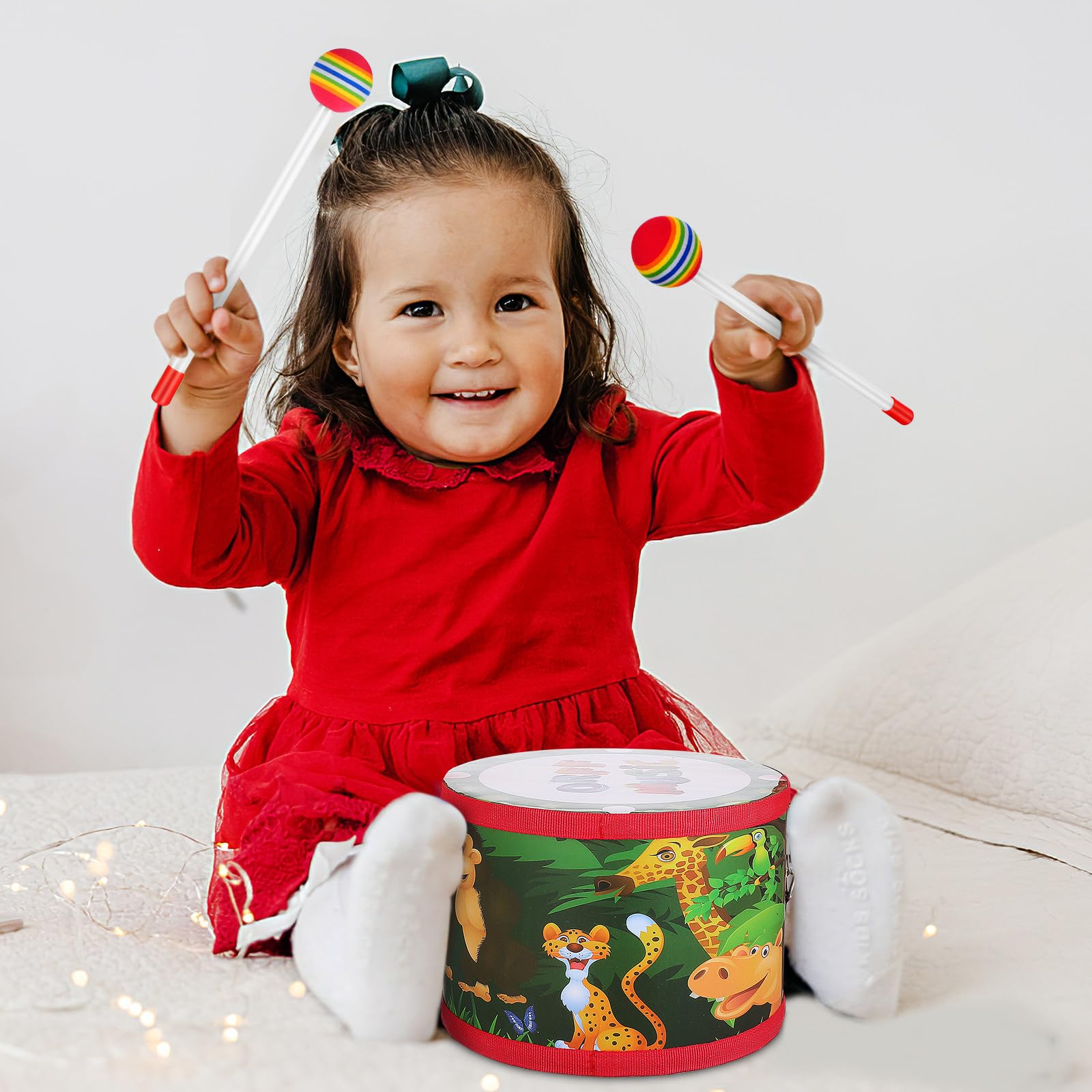 Tamburo per 8 Pollici con Bacchette Set di Strumenti Musicali Percussioni Educativo Giocattolo Musicale per Sviluppo Ritmo e Concentrazione Regalo Piccoli