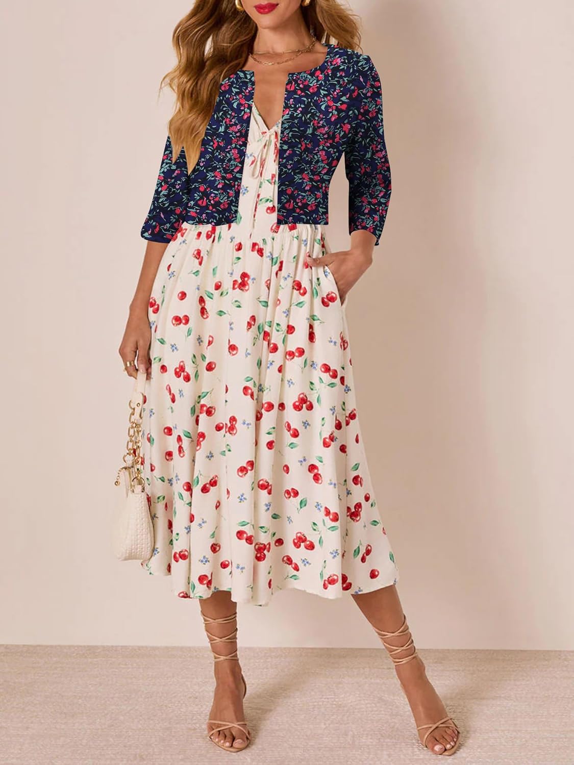 CRAZY GRID Women's Summer Lightweight Cardigan 3/4 Sleeve Shrugs Knit Bolero Open Front Cropped Cardigan for Women S-XXL - Image 3