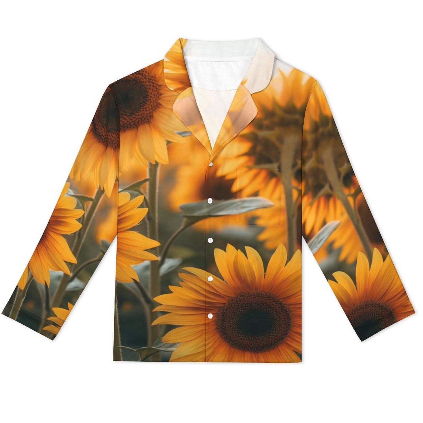 Completo Pigiama da Uomo 2 Pezzi - Mare di Fiori Gialli Pigiama A Maniche Lunghe Abbigliamento da Casa 2 Pezzi Top + Pantaloni Morbido E Caldo Pigiama Autunnale E Invernale