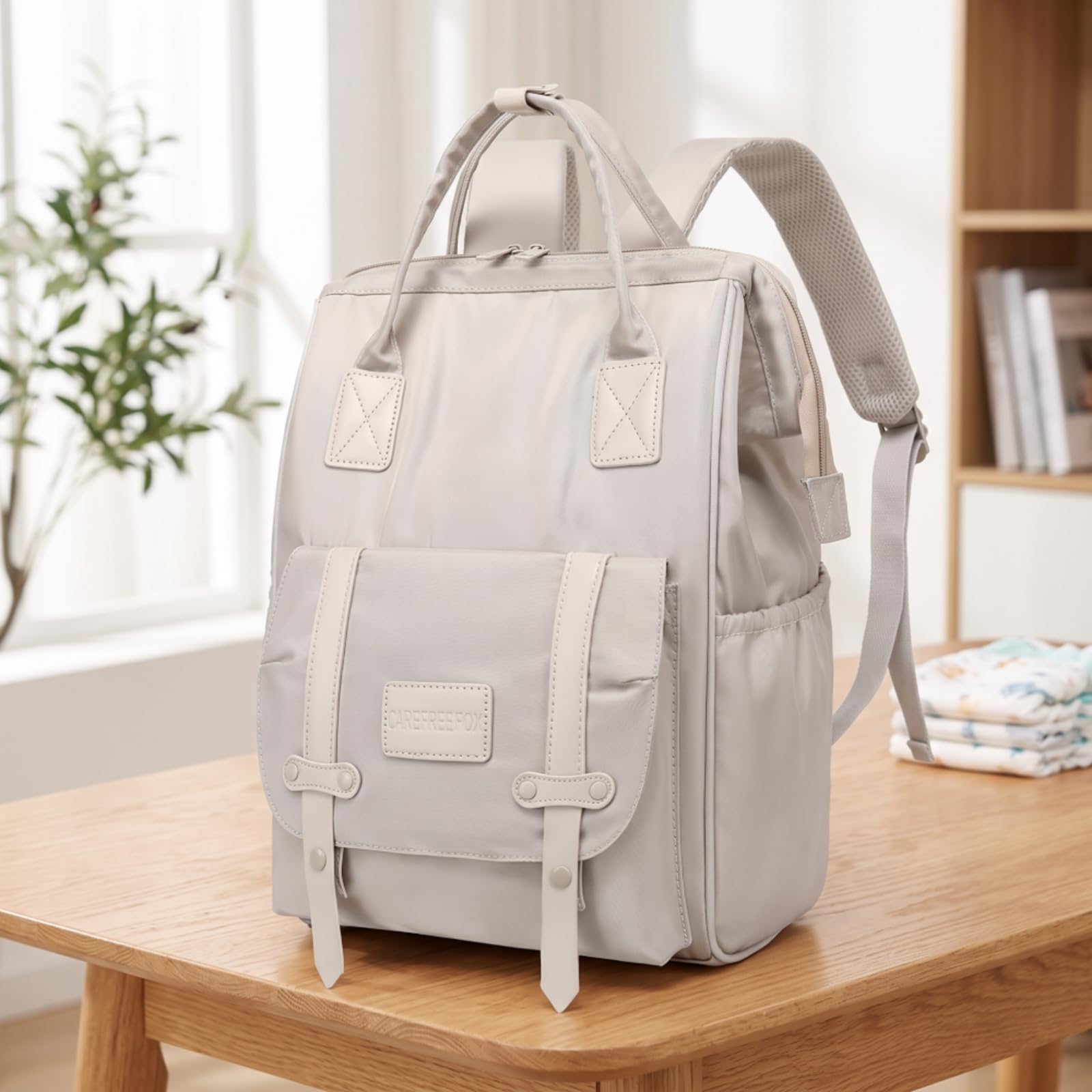 Qianly Bolso Maternidad Tipo Mochila Gran Capacidad Mochila Pañales con Bolsillos Laterales Bolsa para, Negro