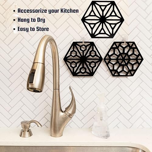 Miniatura 7 de KITCHENATICS Almohadillas calientes de diseño moderno para cocina, salvamanteles para platos calientes, alfombrillas resistentes al calor para