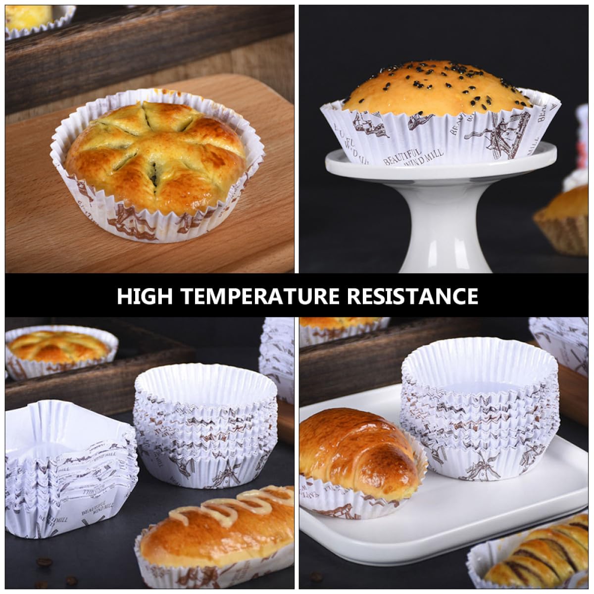 Capacillos para Cupcakes de Papel, Redondos y Resistentes al Calor, 300 Piezas, Aptos para Muffins y Mini Tartas, para Hornear