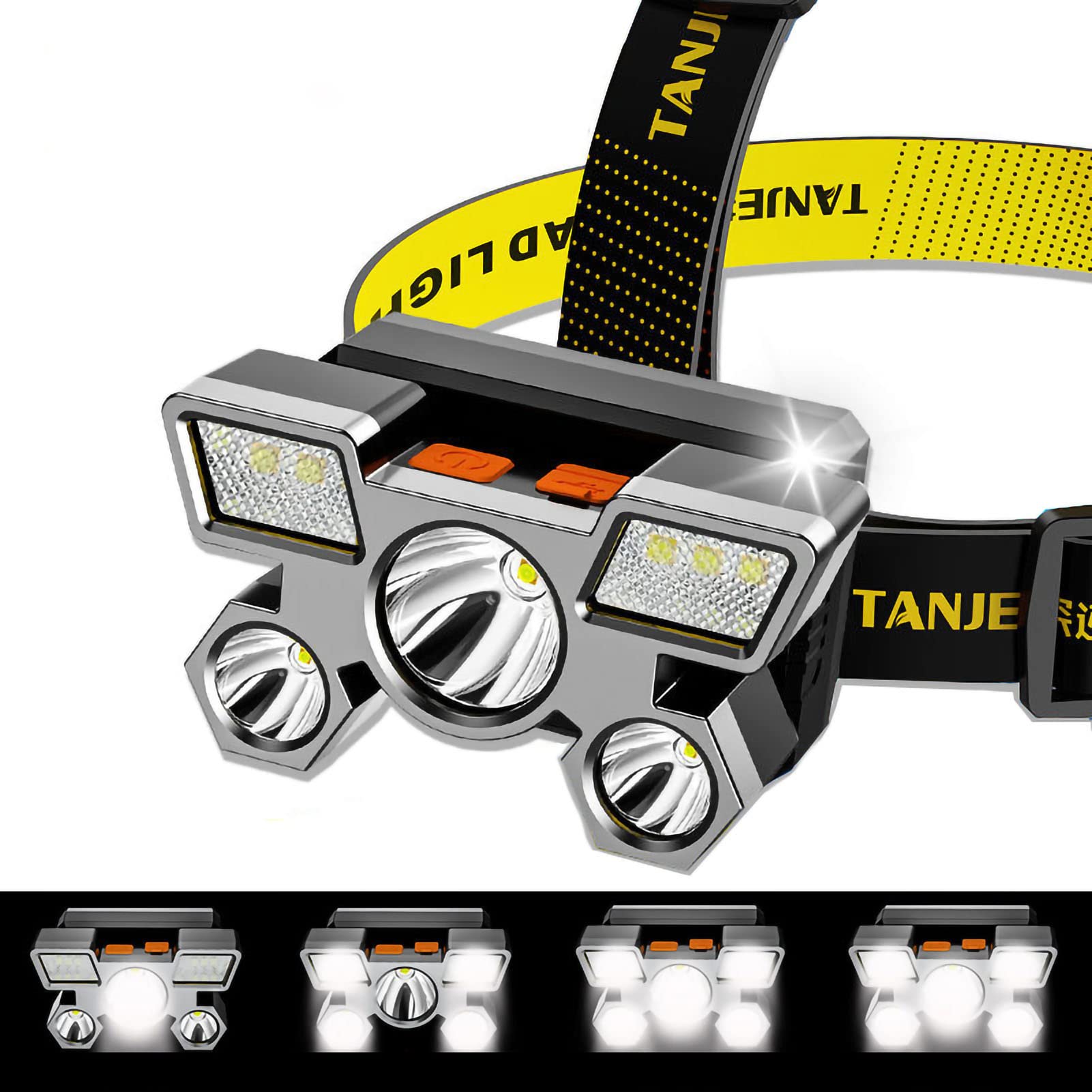 Headlamp Rechargeable, Super Bright Head Lamps Led, Waterproof Head Lights For Head Flashlight For Adults Outdoor Night Running Lights Led Chest Light Back