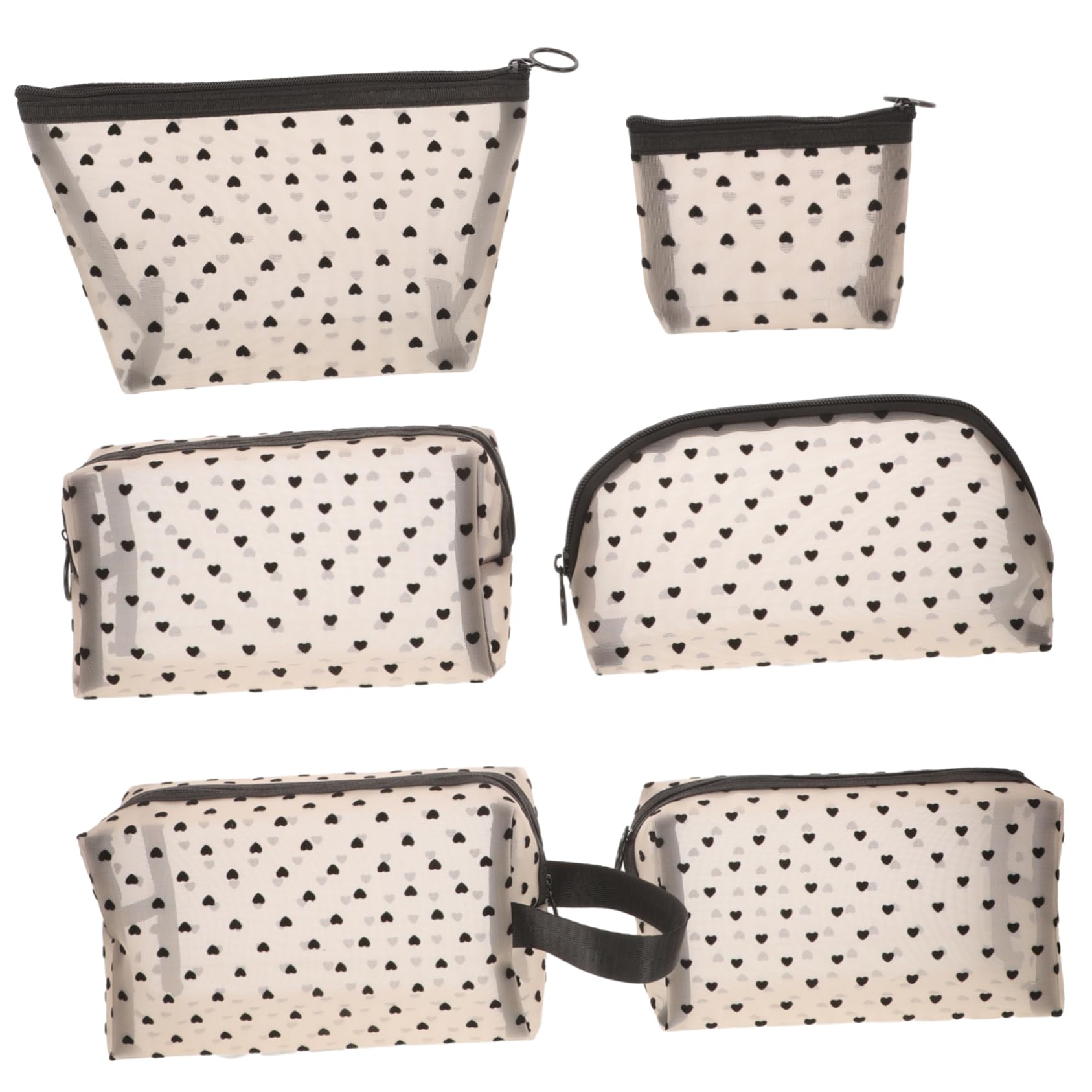 GANAZONO Bolsa de Maquillaje de Malla Forma de para Viaje 6 Piezas Diseño Transparente Organizador de Cosméticos para Mujeres para