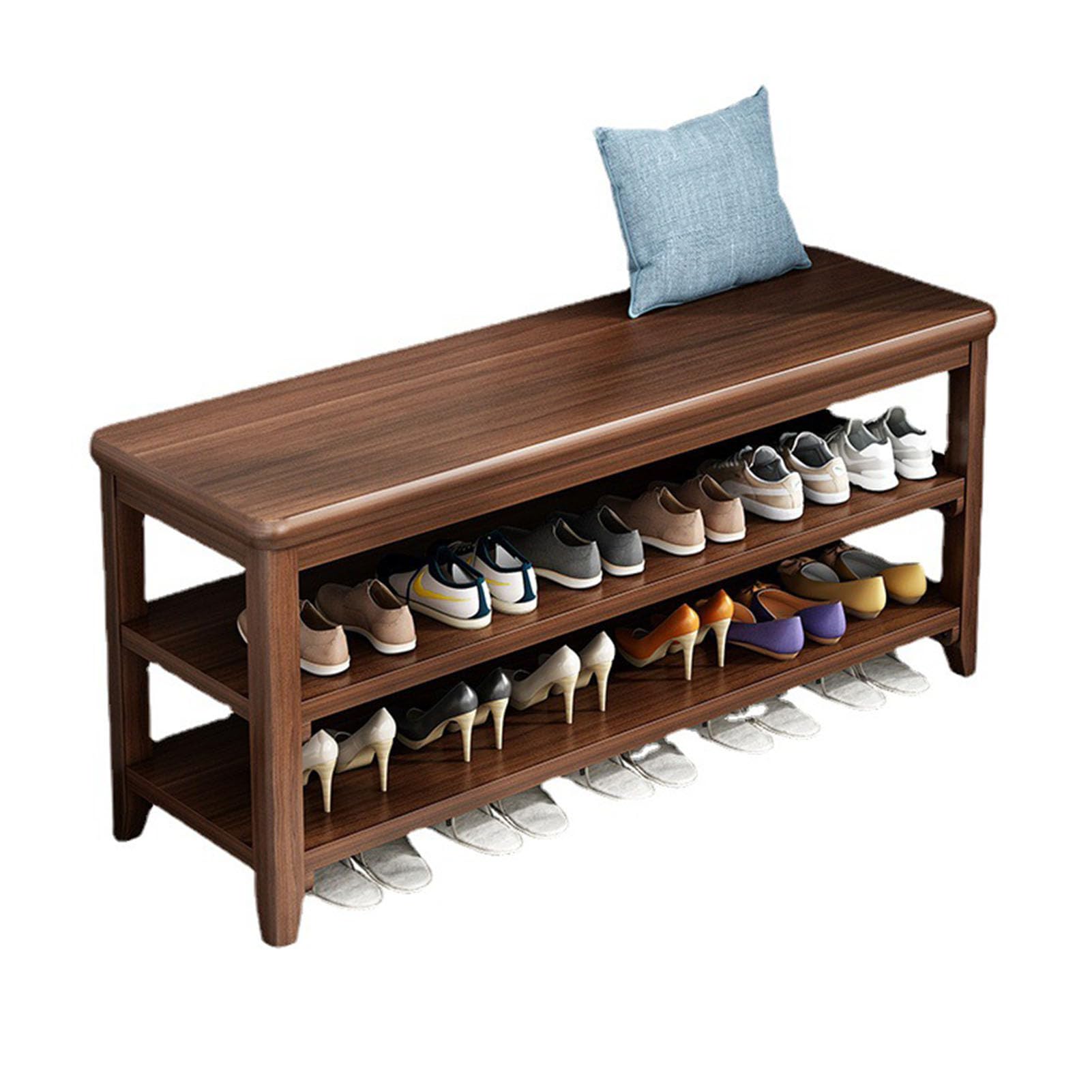 Étagère à chaussures gain de place en bois avec assise confortable pour entrée