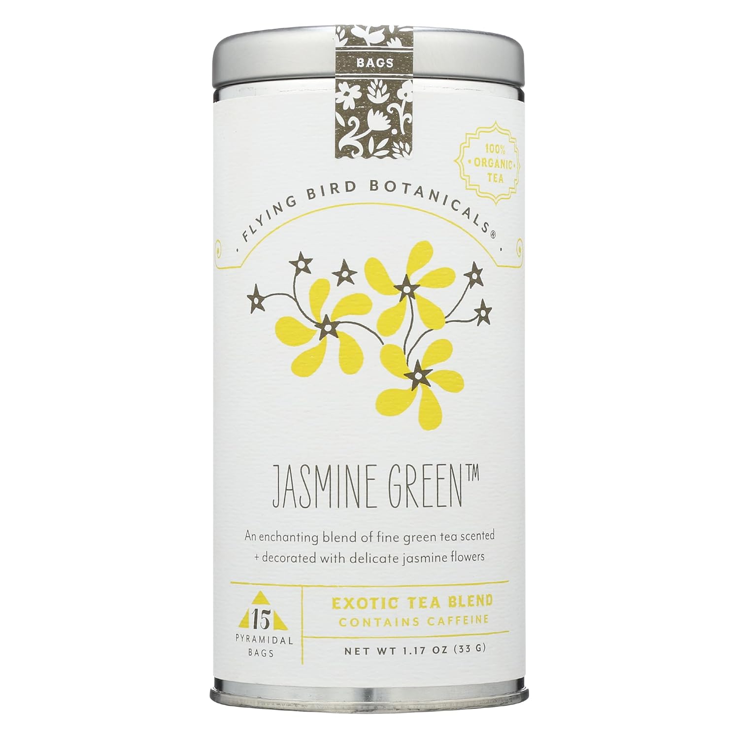 FLYING BIRD BOTANICALS Jasmine Green Tea, 15 CT