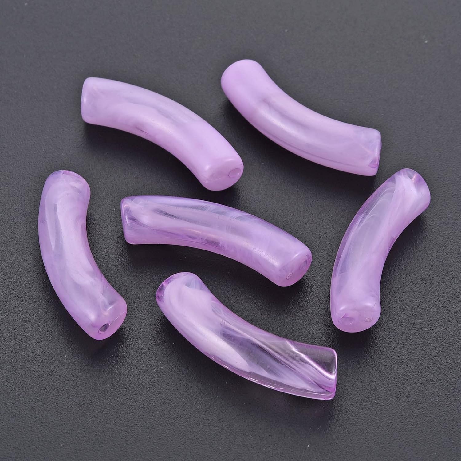 300pcs/500g Transparent Acrylic Beads Imitation Gemstone Curved Noodle Tube Beads Loose Beads 33x8x10.5mm Hole: 1.6mm for DIY Jewelry Making