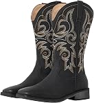 SheSole Fashion Western Country Cowgirl Cowboy Bottes pour femmes carré Toe Mid Calf faux cuir brodé Tir sur les onglets
