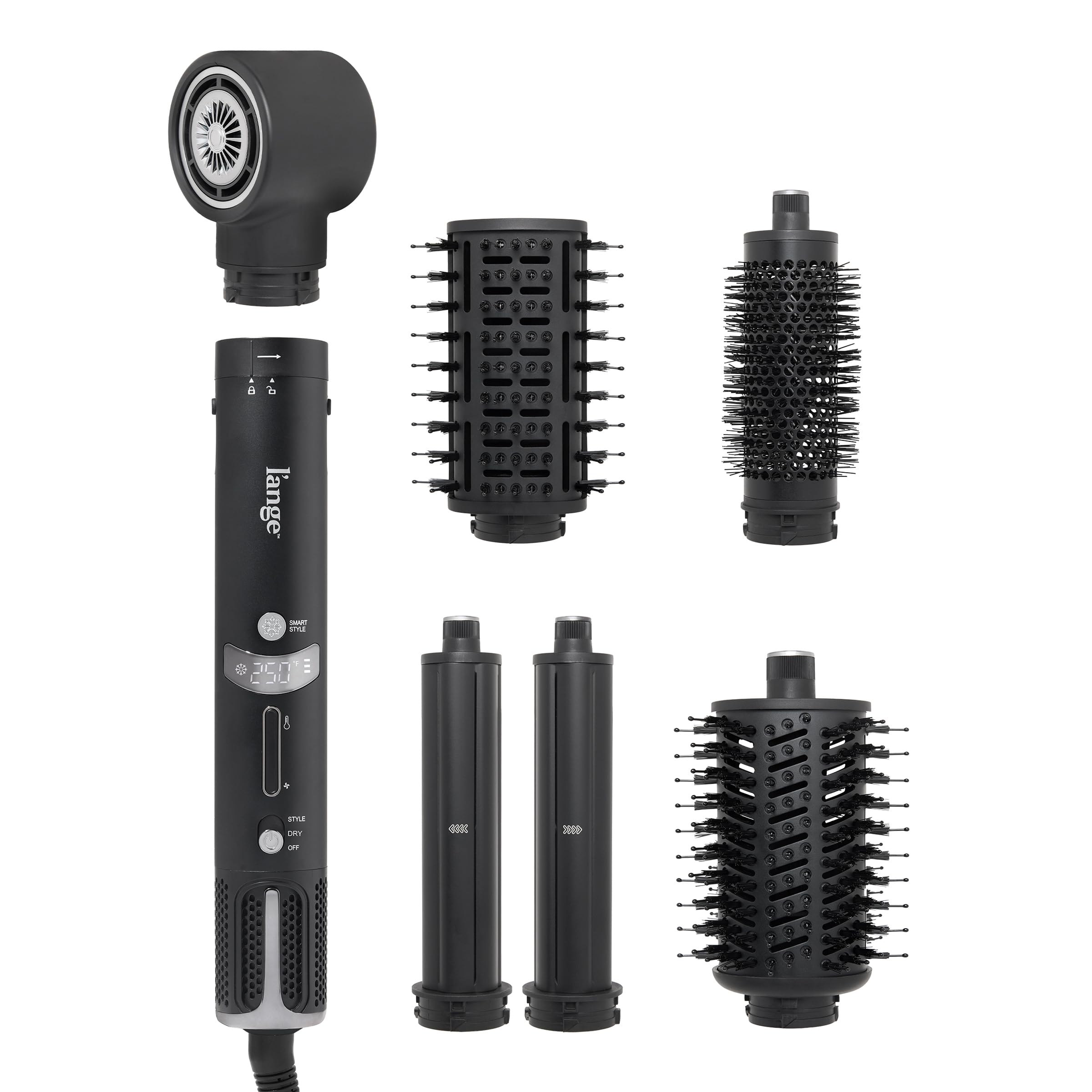 L'ANGE HAIR TurboStyle All-in-One Air Styling & Drying System | 5-in-1 Attachments with Auto-Wrap Curlers & Volumizing Brush | Fast-Drying Brushless