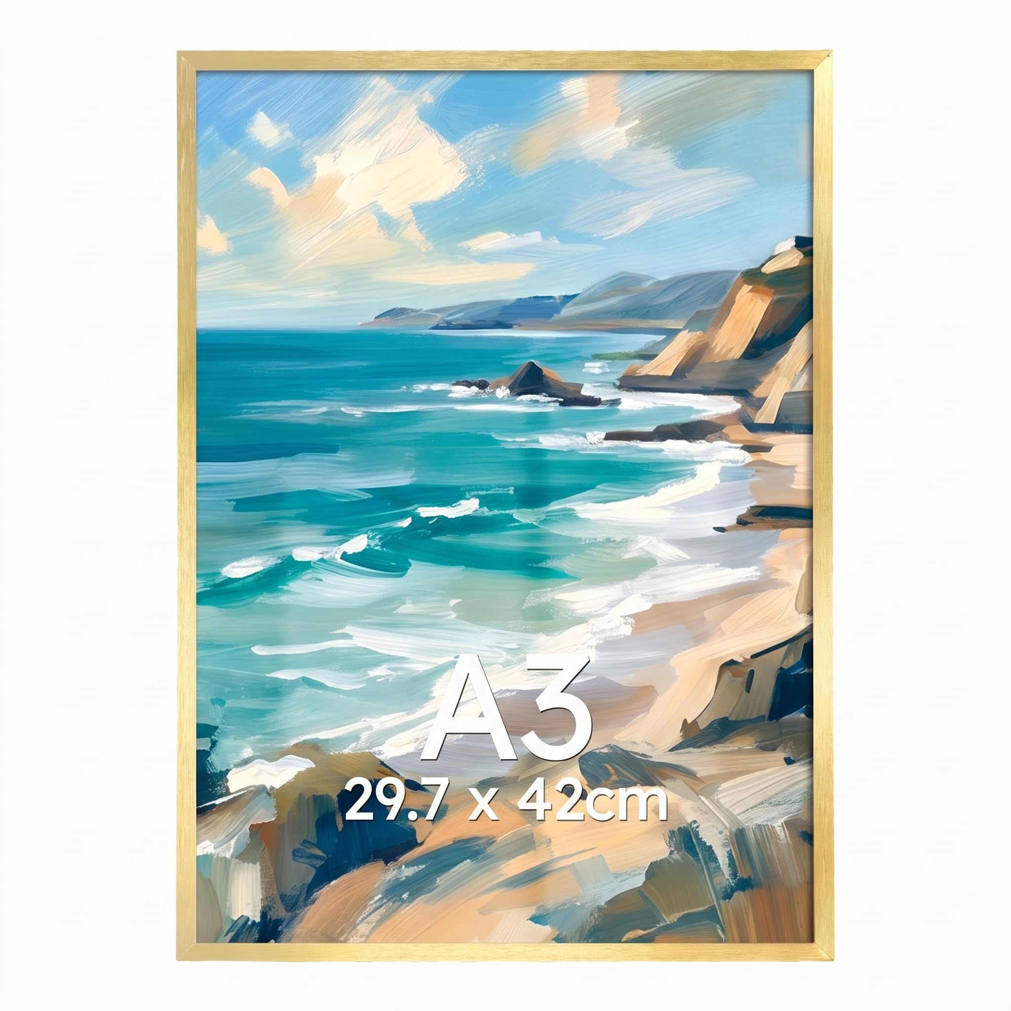 Giftgarden Gold Aluminium A3 Picture Frame with Anti-Mould Backing