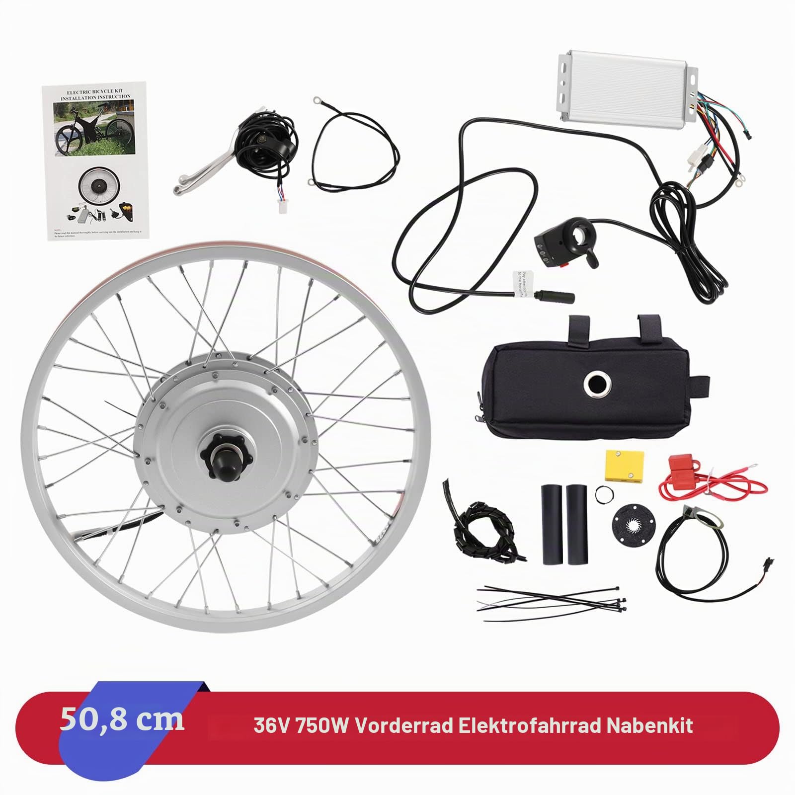 36V 750W 20 Zoll E-Bike Vorderrad Umbausatz Conversion Motor Kit(außer Batterie)