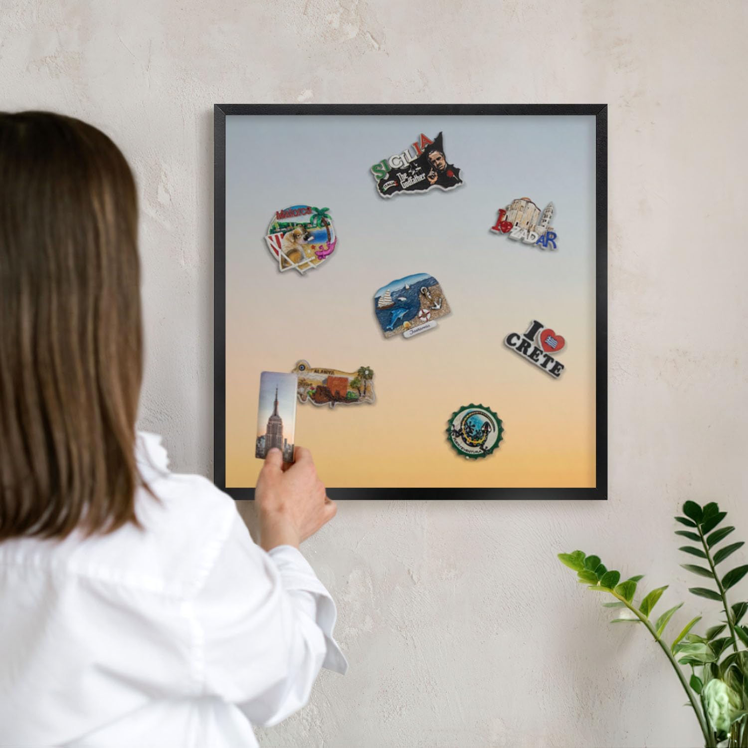 Pizarra de Pared para el Menú del Día 50x50 Sfumatura pastello Marco Negro | Pizarra | Organizador | de Pared | Tablón | Anuncios | Decorativo | Recordatorio | Notas | Planificador | Semanal | Menú