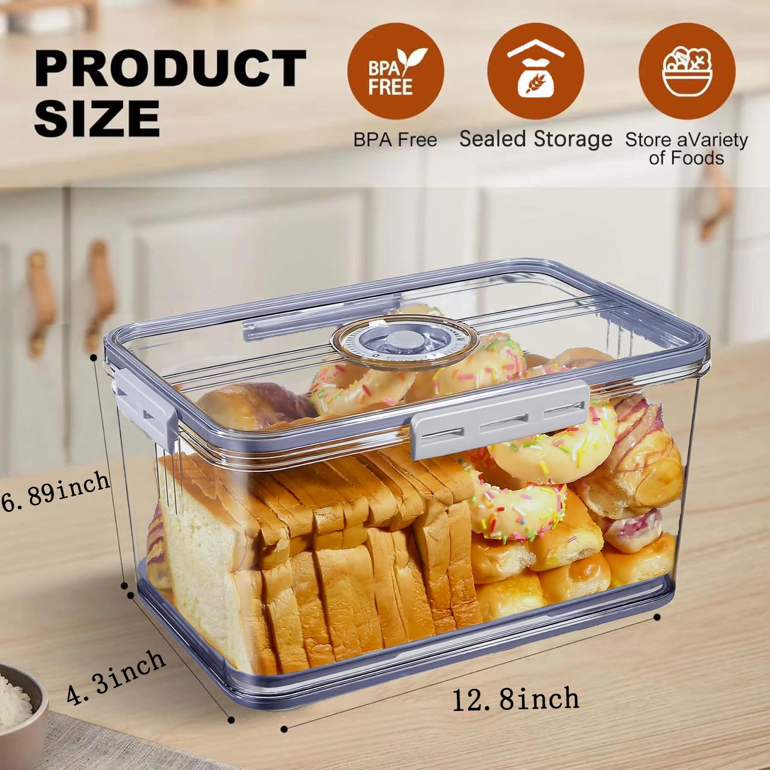 Amazon｜Longzhuo パン保存容器 気密 時間記録 蓋付きパン容器 大型