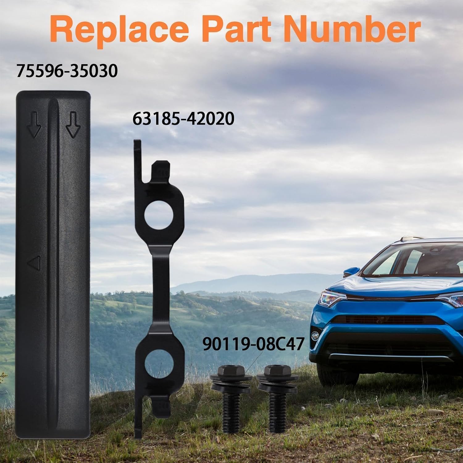 4PCS Roof Rack Removal Delete Kit Compatible with Toyota 4Runner 2004-2020, Rav4 2006-2018 Replace# 75596-35030 63185-42020 90119-08C47