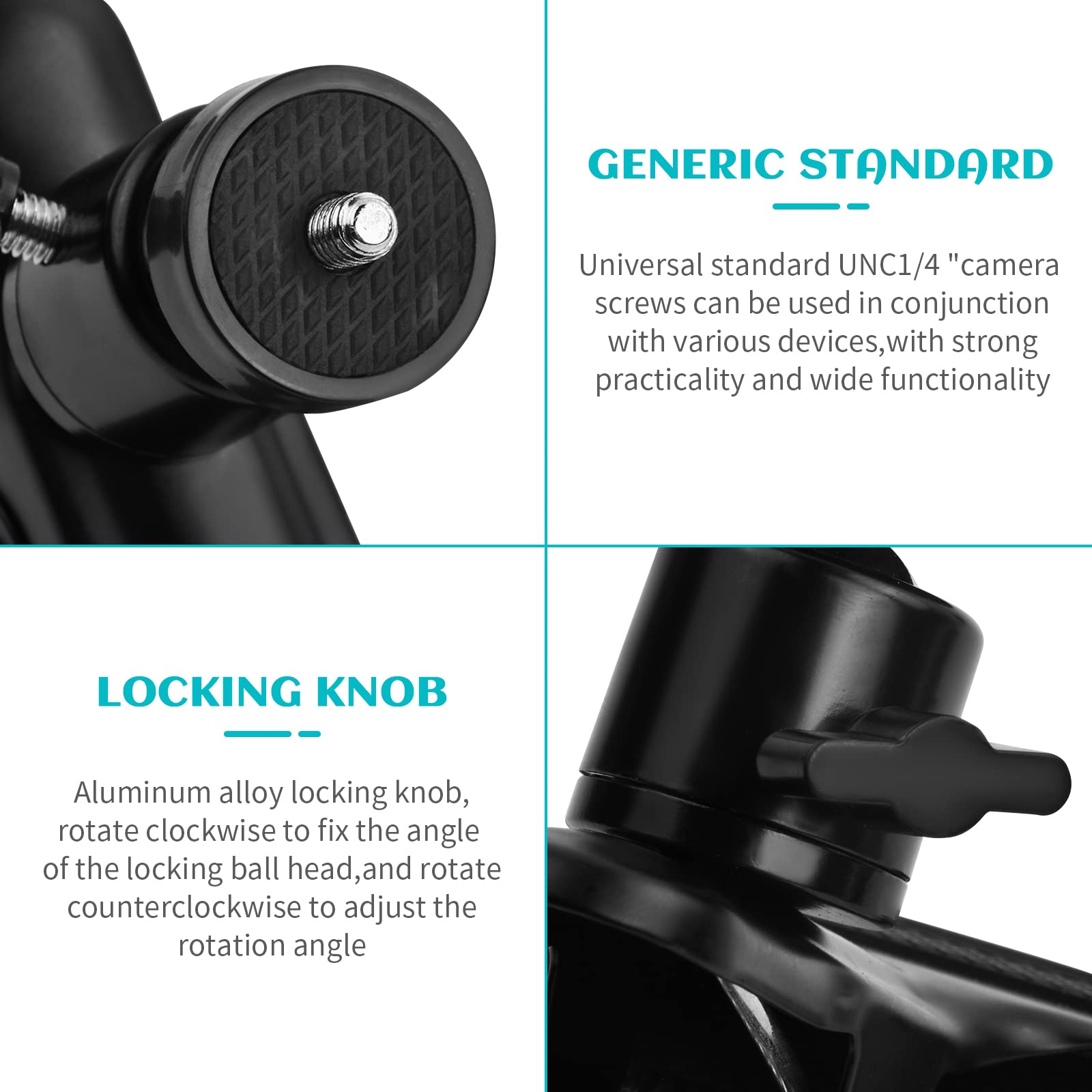 2 Clip Per Fotocamera Con Testa A Sfera - Supporto A Pinza Per Flash E GoPro - Foto 5