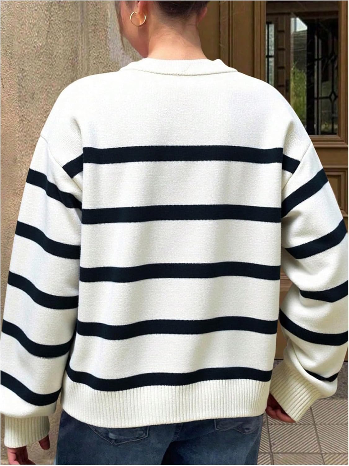 Verdusa Women's Preppy Striped Colorblock Cozy Sweaters Fall Clothes Trendy Pullover Knit Tops - Image 2