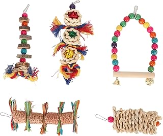 5pcs Bird Swing Toys Interesting Log Durable Teeth Grinding Bird Parakeet Toys for Budgerigar