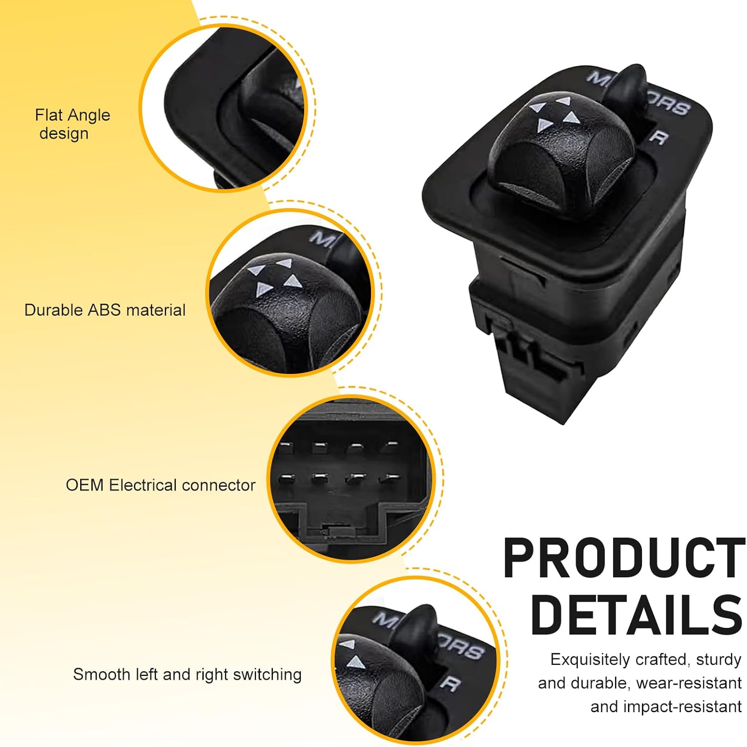 Car Power Mirror Control Switch, Car Front Driver Side Door Reversing Mirror Switch, Control Assembly OEM# F65Z-17B676-AB, Compatible with Ford Thunderbird Expedition F150 F250 F350 (Black)