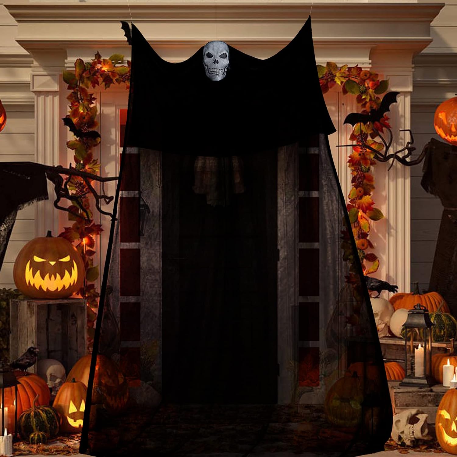 Tmacker Halloween Decorations Outside,11.15x5.9Ft Scary Creepy Indoor/Outdoor Decorations Clearance for Home,Black Hanging Ghost for Haunted House,Halloween Yard Decor,Home Garden Lawn Party Decor