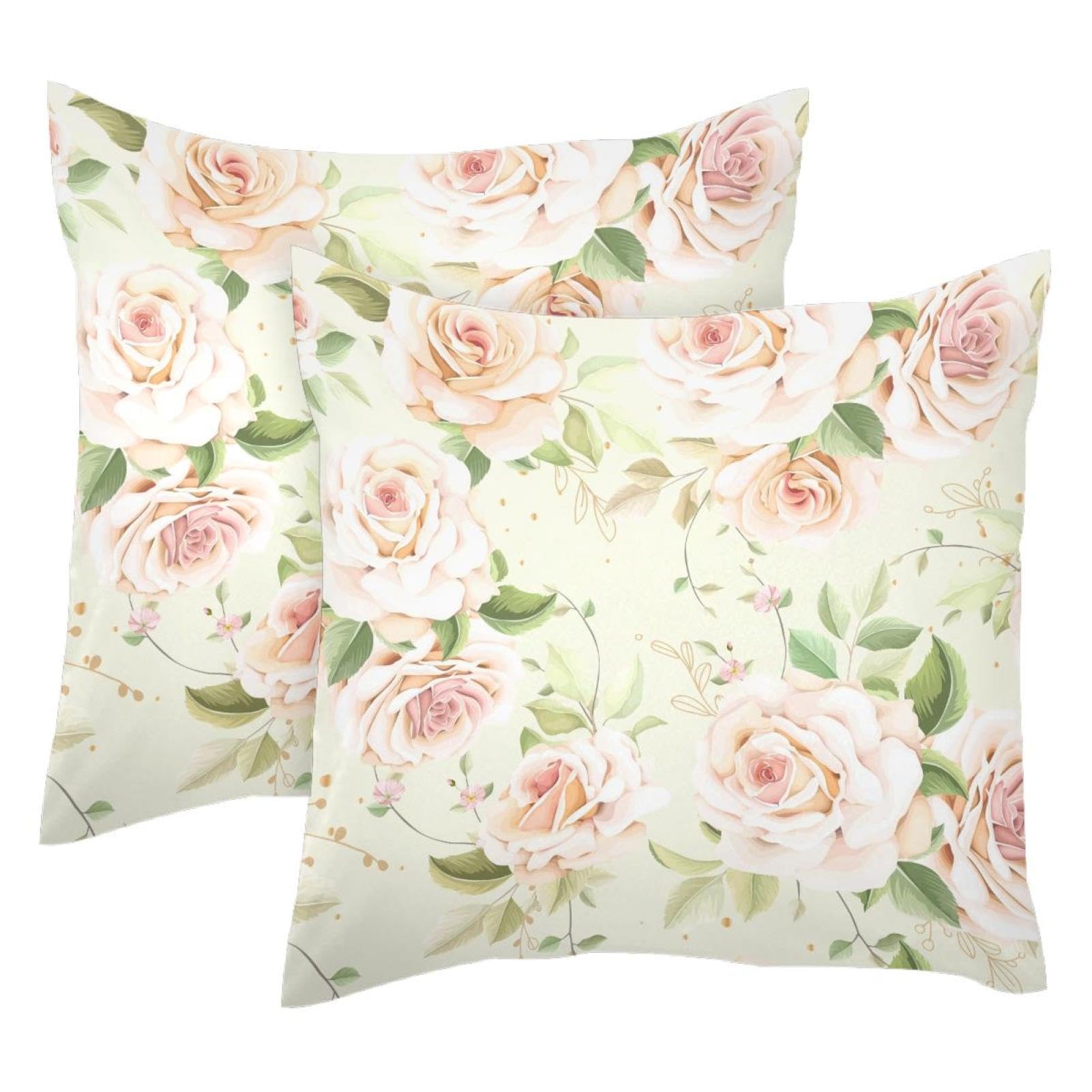 Housse de coussin pour canapé salon motif de roses champêtres en velours