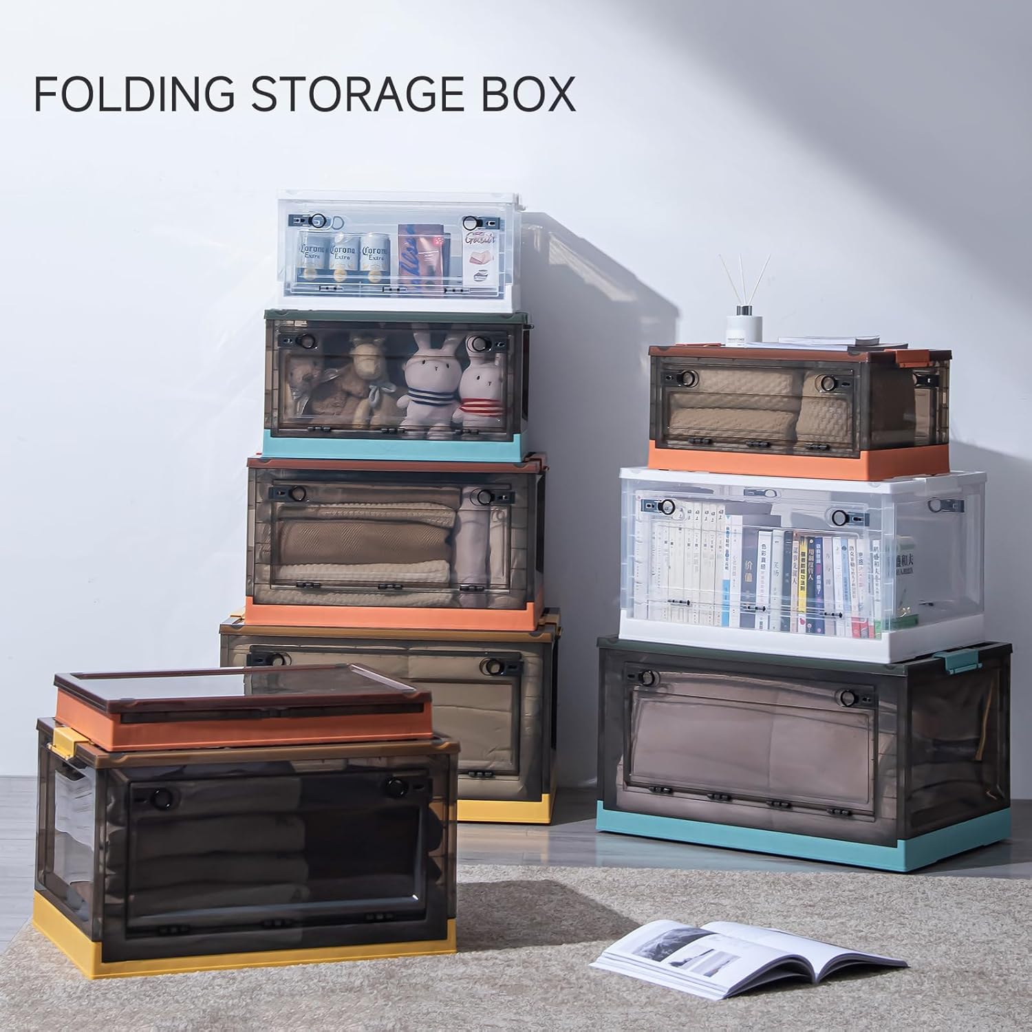 76-Quart Plastic Storage Bin, Stackable and Nestable Storage Box with Lid and Safety Latches, Large Storage Container, Opens on Three Sides