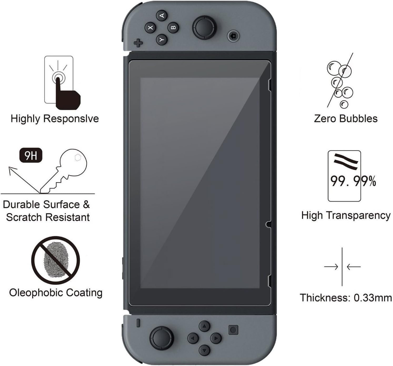 Compatible with Nintendo Switch Case with Screen Protector,AISITIN TPU Protective Heavy Duty Cover Case for Nintendo Switch with Shock-Absorption and Anti-Scratch (Black)