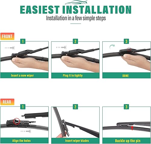 Vista 266 de 26" 20" 16" Windshield Wiper Blades Replacement for Dodge Grand Caravan 2008-2020 / Chrysler Town & Country 2008-2016 Premium All Weather Front Rear