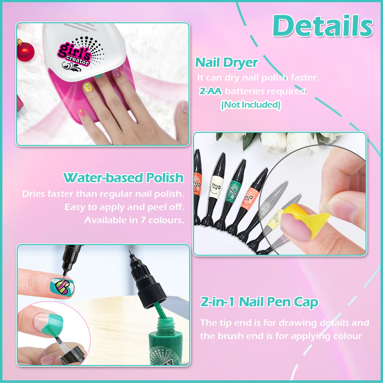 18Pcs Vernis Enfants Cadeau Fille 3 6 7 8 9 10 11 12 Ans Filles Kit Manucure Enfant Ongles Enfant Filles Jouet Fille Maquillage Kit Vernis a Ongle Jouets Cadeau pour Anniversaire Noël La Fête