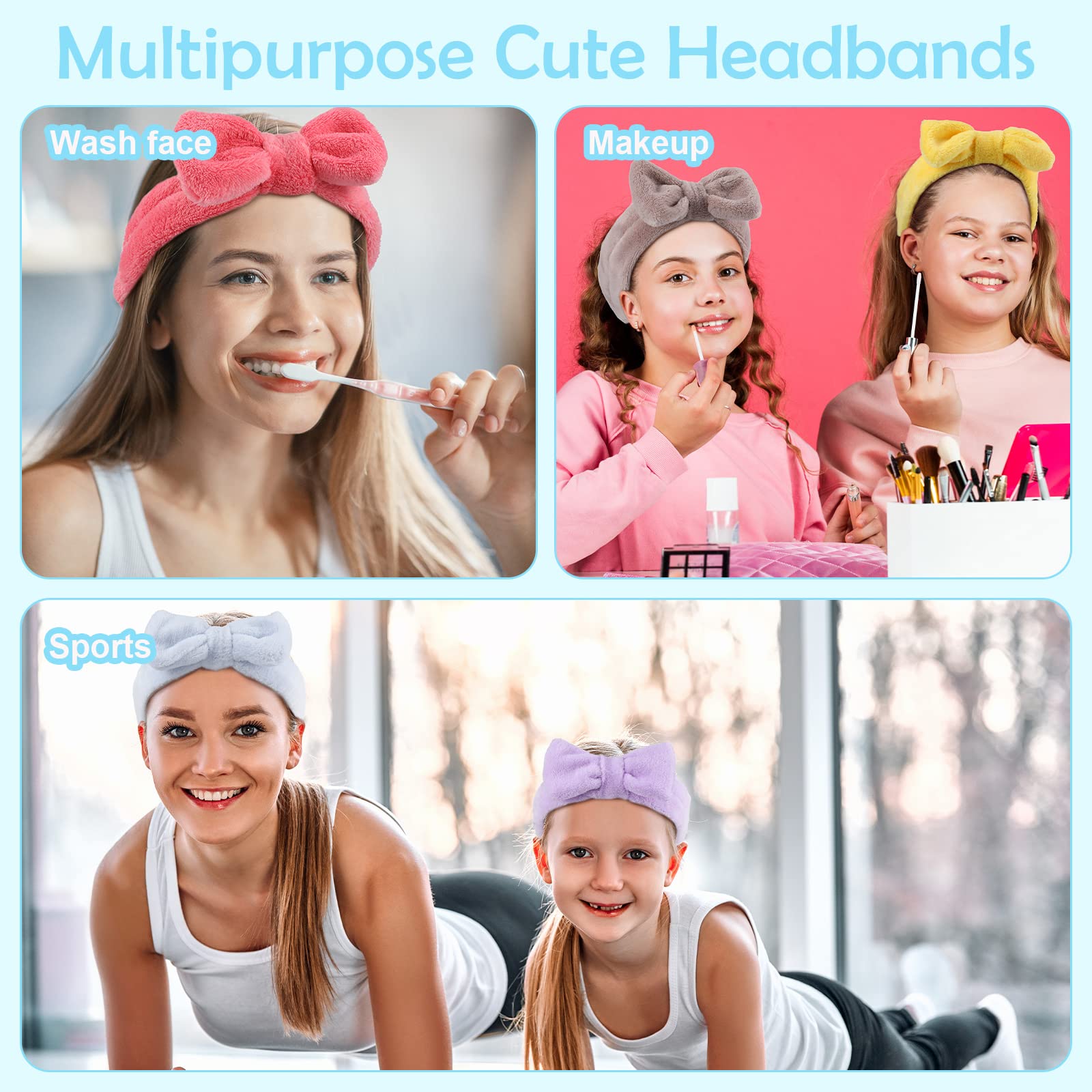 Amazon.com : Yinder 40 Pack Bow Spa Headband Coral Fleece 