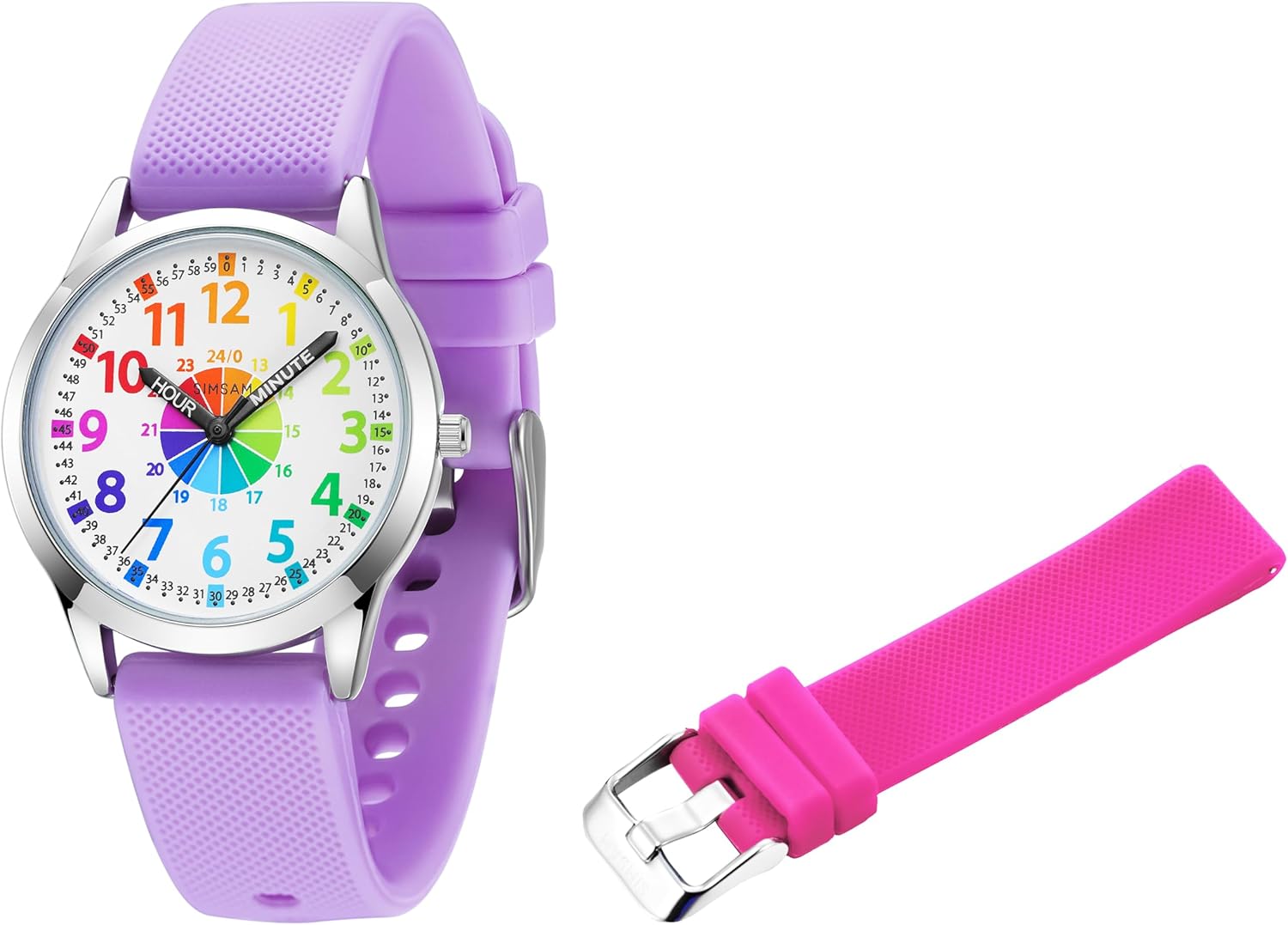 SIMSAM Kids Watch (Light Violet) + Band (Hot Pink)