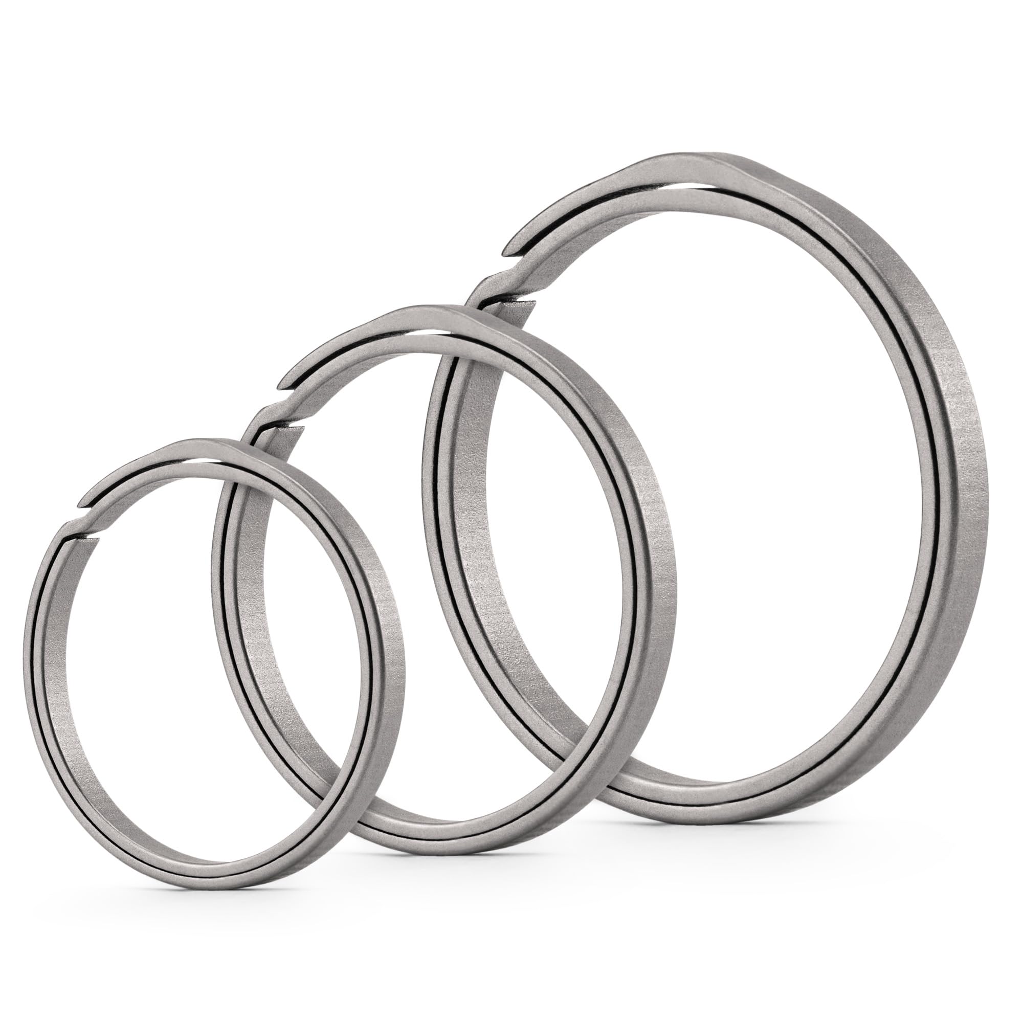 Keyunity Unisex 1L+1M+1S Key Ring For Keychain, Titanium Split Ring 22/27/33Mm Side Pushing Round Flat Key Ring For Man & Women(1L+1M+1S)