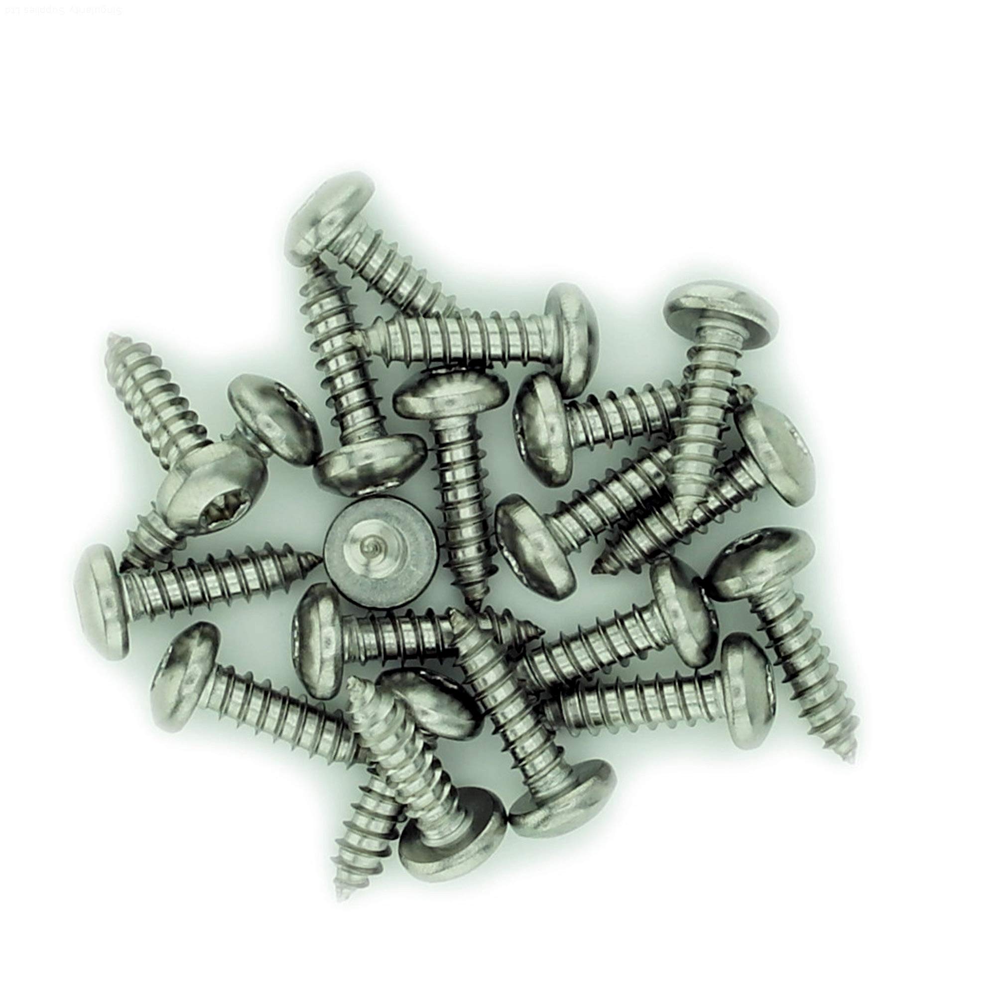 Singularity Supplies Silver No.12 X 0.625 (5.5Mm X 16Mm) Tx Pan Self-Tapping Screw - Stainless Steel (A2) (Pack Of 20)