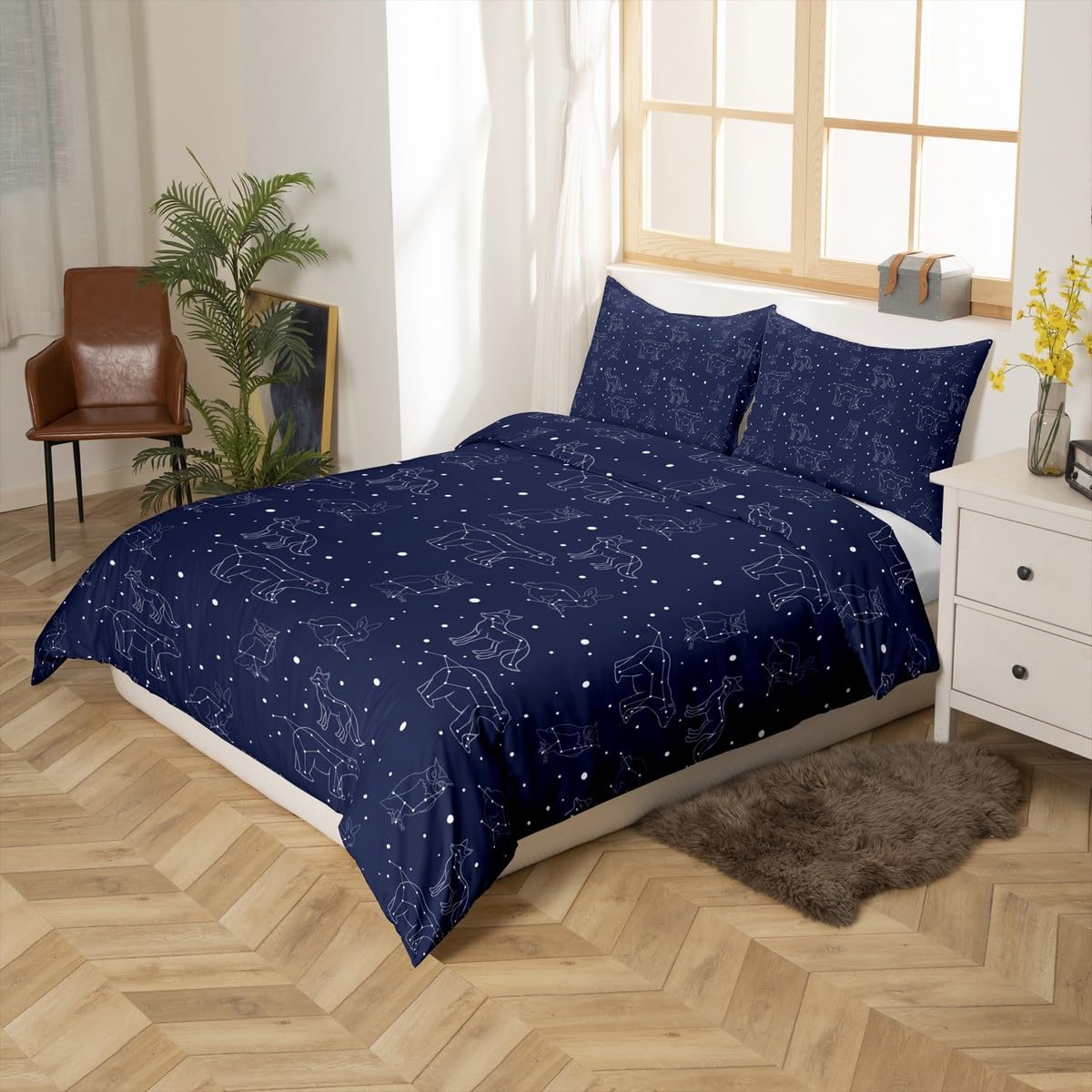 Galaxy Duvet Cover King Size – Starry Space Theme Bedding Set, Soft Microfiber Reversible