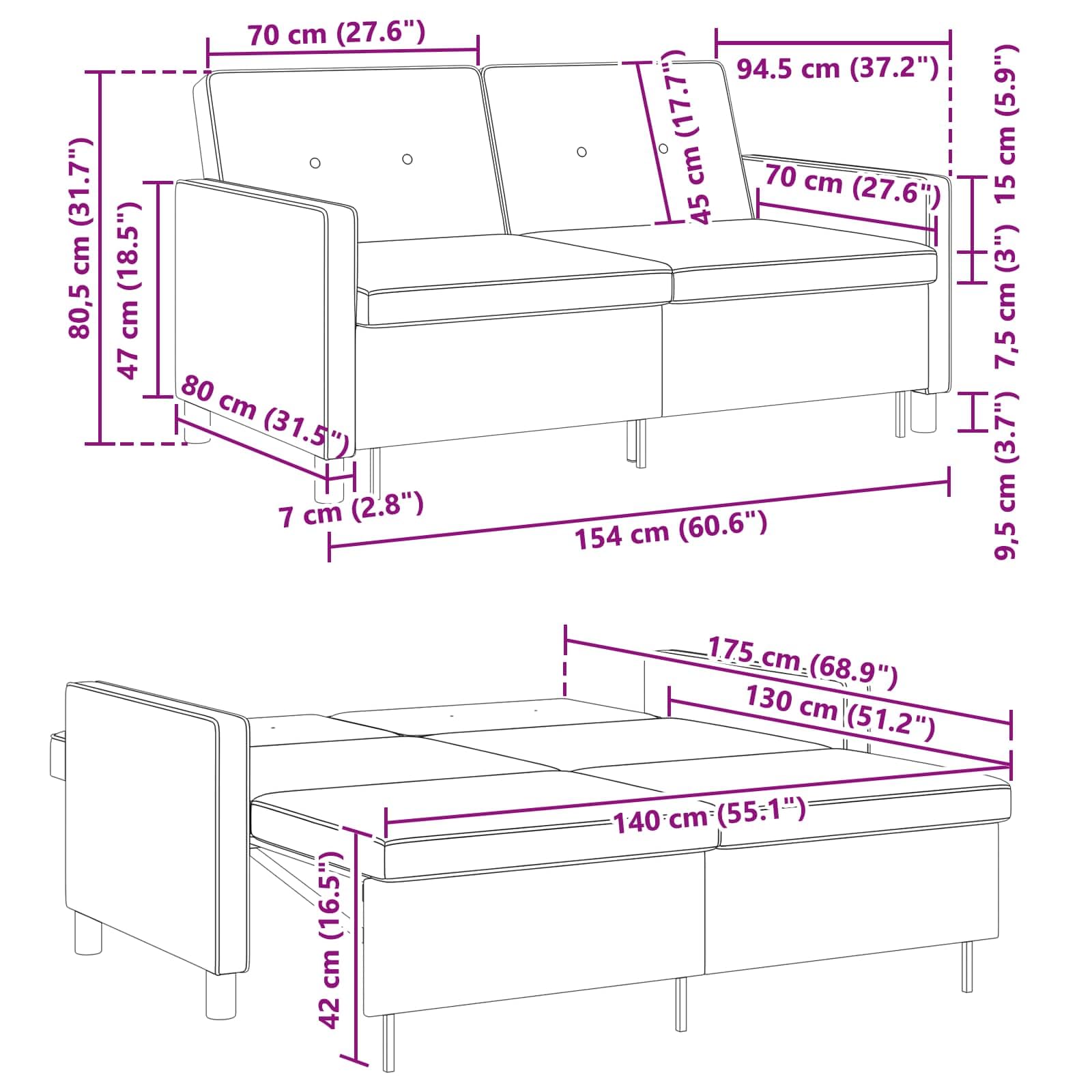 vidaXL Schlafsofa Ausziehbar Jeans blau Stoff, Modernes 2-Sitzer-Sofa, platzsparendes Ausziehbett, ausziehbares Möbelstück mit Verstellbarer Rückenlehne, Rahmen aus Holzwerkstoff