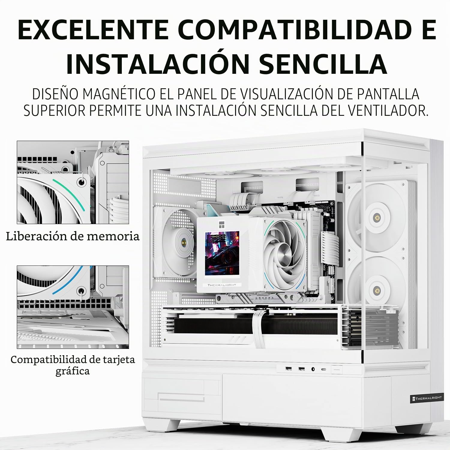 TR Phantom Spirit 120 Vision Snow - Disipador de calor para CPU de escritorio con doble ventilador PWM, enfriador de pantalla magnético de 3,95 pulgadas, resolución de 480 x 480, para LGA1851/1700, AM