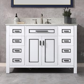WOODBRIDGE Millan-4821-WH+CALAVT4922-8 Vanity, 49 x 22, White