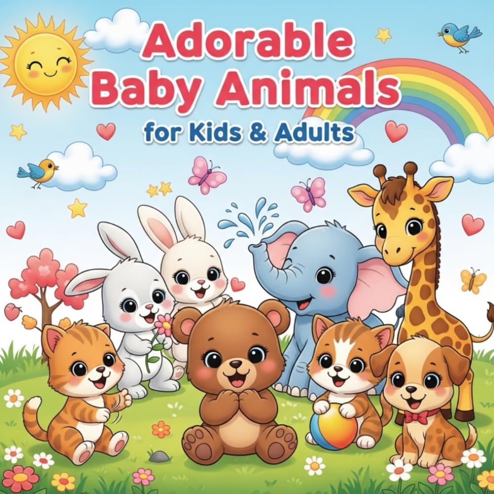 Adorable Baby Animals Coloring Book for Kids & Adults