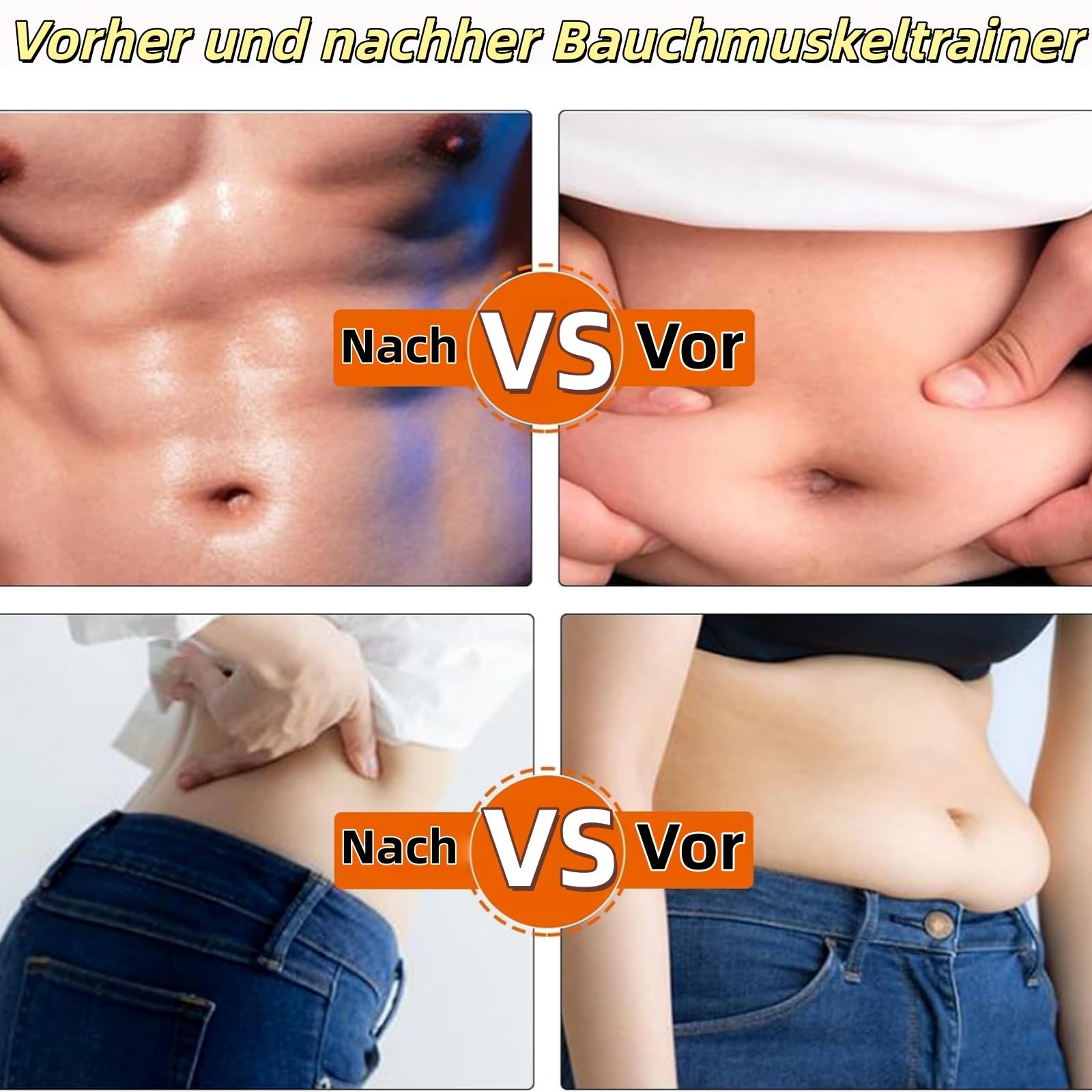 Apeborn Nächste Generation Ultrastarker EMS-Muskel & Bauchmuskeltrainer, 3er-Set EMS-Bauchtrainingsgerät,12 Trainingsprogramme&19 Intensitätsstufen,USB-aufladbar,Geeignet für Bauch und Arme