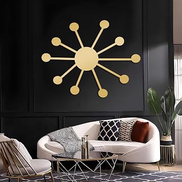 Metal Starburst Wall Decor, Mid Century Modern Wall Decor, Abstract Metal Wall Art, Atomic Wall Art, Vintage Room Decor, Wall Hanging for Living Room, Housewarming Gift Gold, 50"x39"|127x100 cm