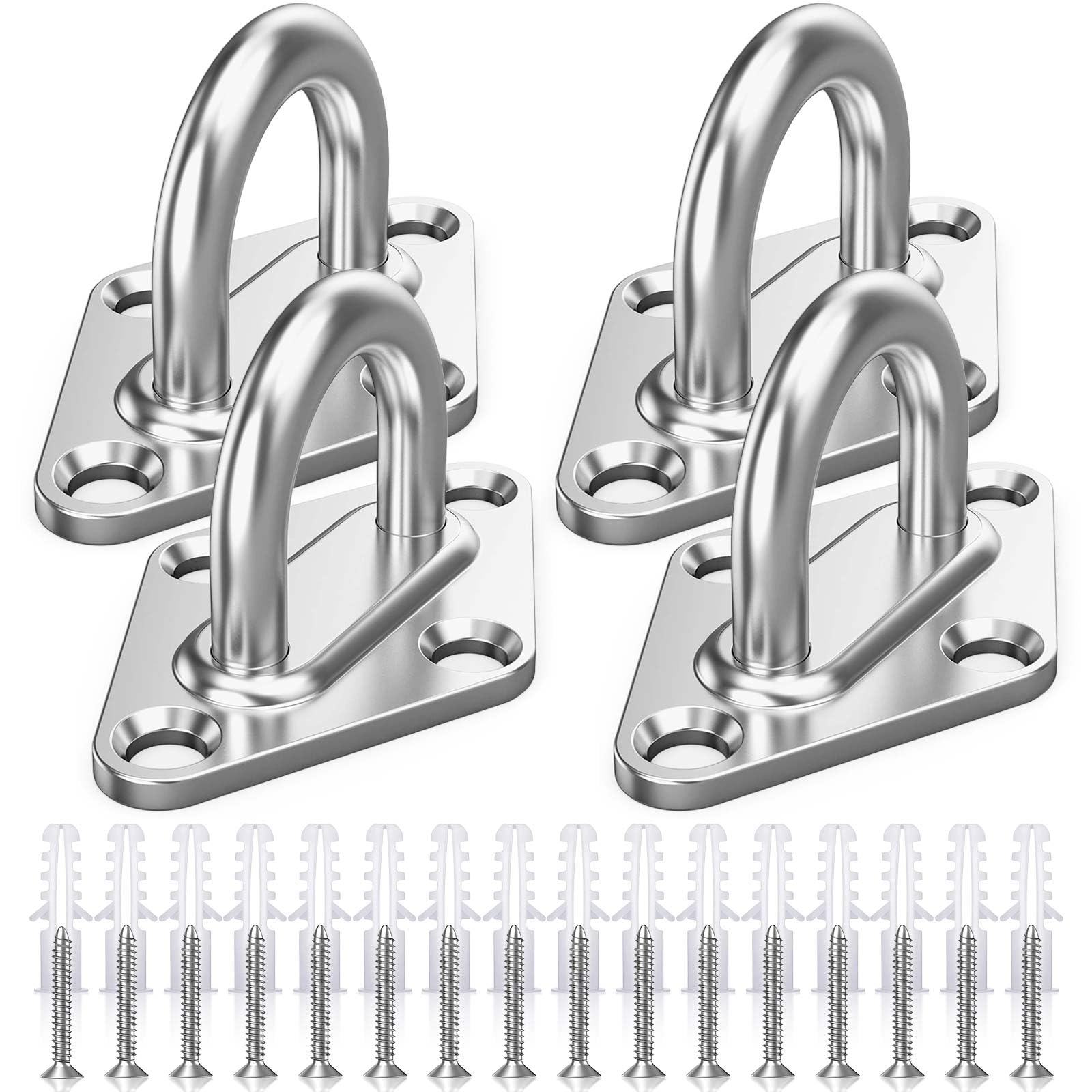 10 Anelli Di Ancoraggio In Acciaio Inox 304 – Piastre Con Occhiello Per Rimorchio, Barca, Camper – 60x36mm - 3